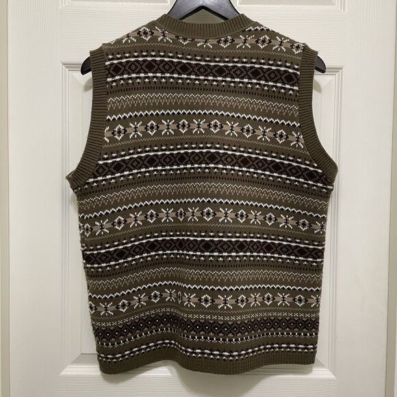 Vintage Blair Brown Cream Fair Isle Grannycore Retro Knit Sweater Vest Medium - Picture 2 of 4